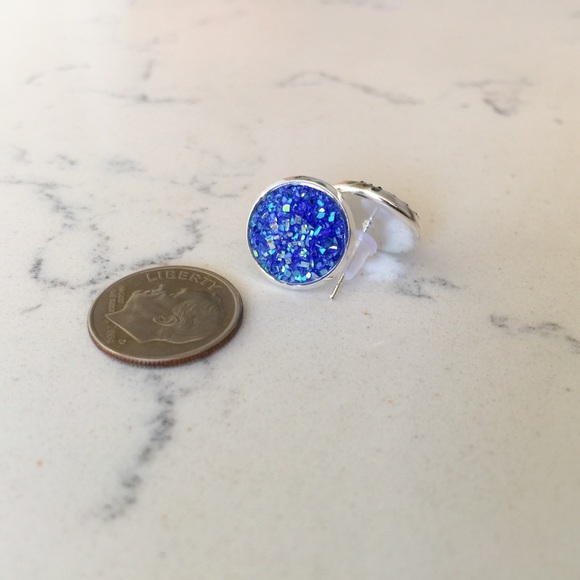 🌊 Blue Druzy Studs 3/$18 - Picture 2 of 2